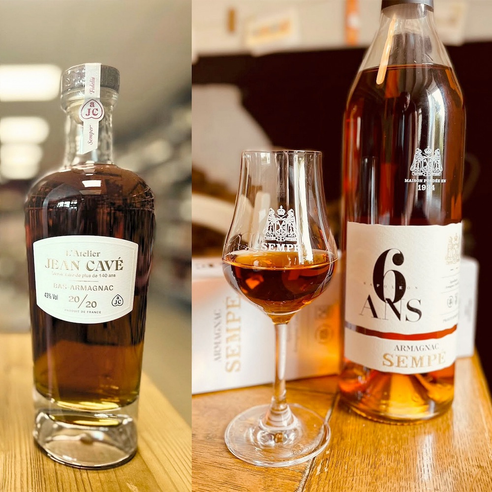 bouteilles L'Atelier Jean Cavé et Armagnac Sempé